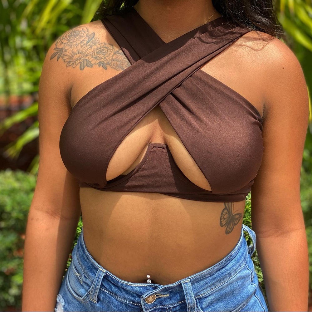 Brown cross top